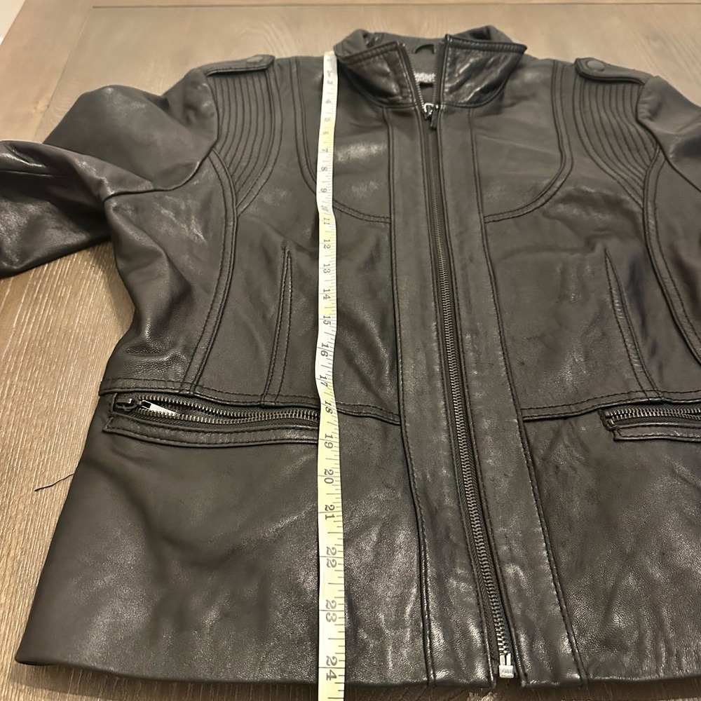 Kenneth Cole Reaction 100% Leather Black Moto Lined Jacket Women’s Size XL‎ - Picture 10 of 10
